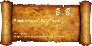 Bamberger Bátor névjegykártya